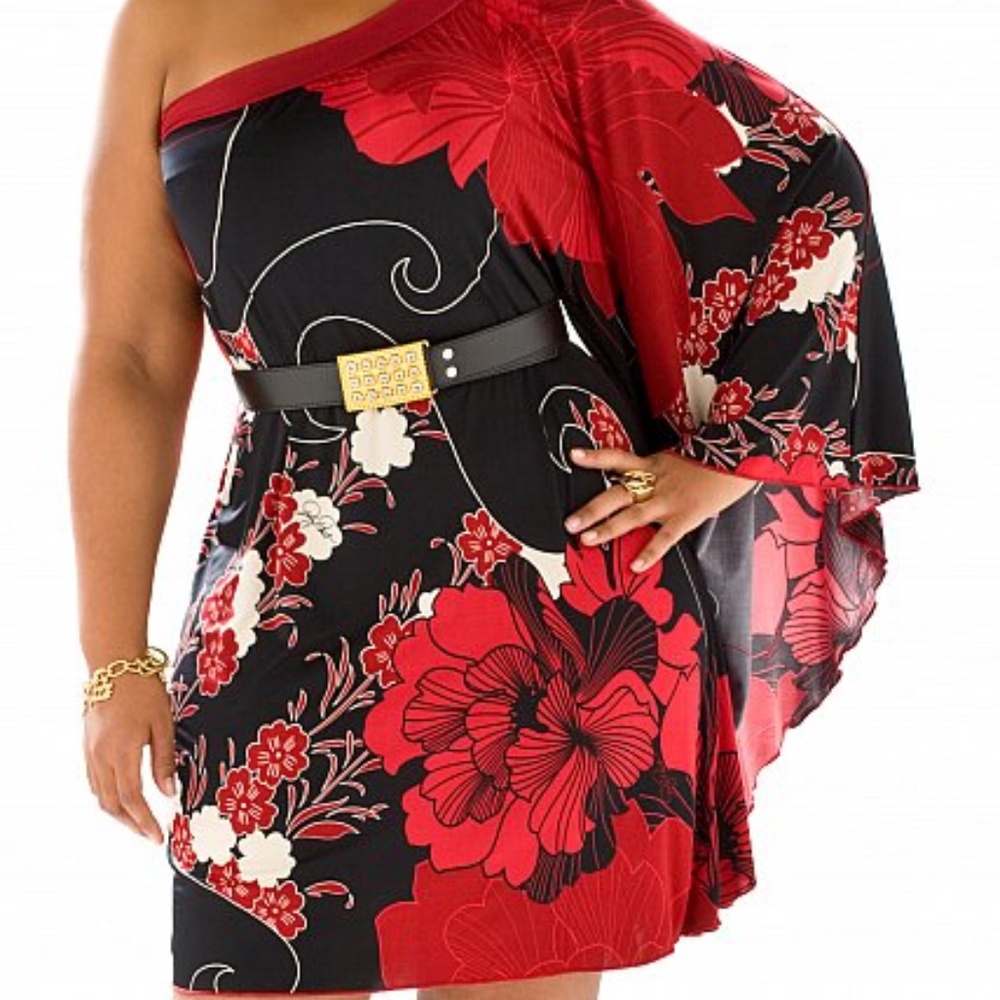 NWT  Baby Phat Y2K Red floral Flower mini Tunic Dress S Small - Picture 3 of 13